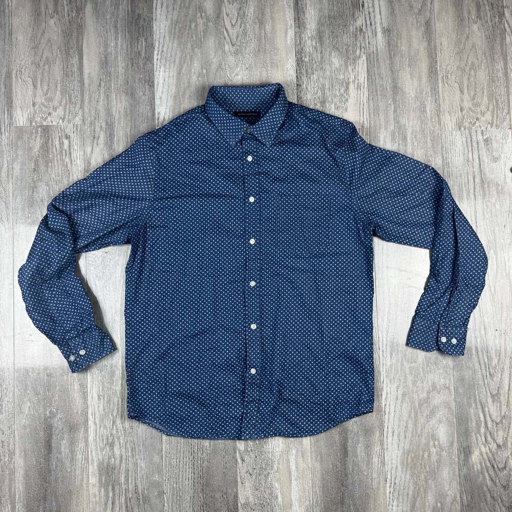 Banana Republic Slim Fit Non-Iron Tailored Blue Geometric Dress Shirt